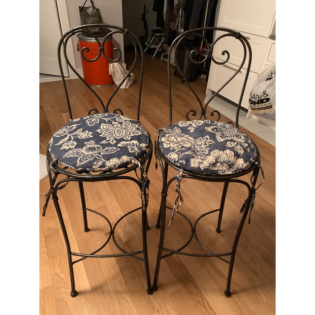 Wrought Iron Barstools - A Pair For Sale - Image 9 of 9