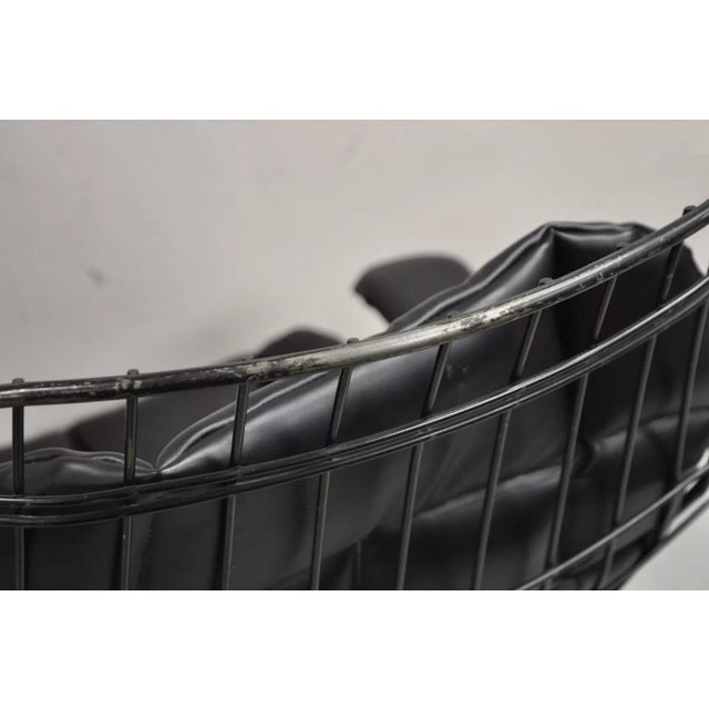 Metal Mid 20th Century Vintage Mid Century Modern Homecrest Tall Swivel Wrought Iron Black Lounge Chair For Sale - Image 7 of 11