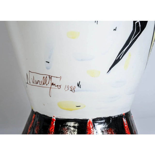 This ceramic vase in the style of Fantoni is signed N. Narell Jaro and dated 1958.