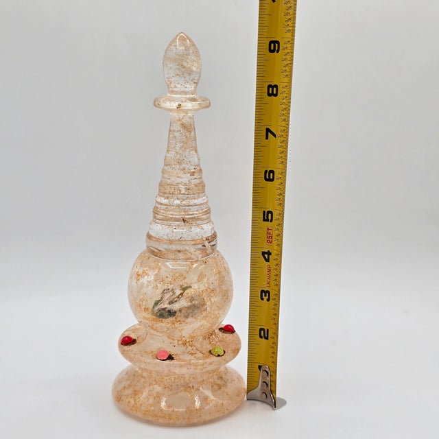 Asian Antique Vintage Tibetan Buddhist Gold Burnished- Crystal Stupa For Sale - Image 3 of 6