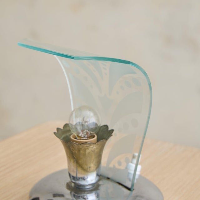 Petite Italian Chrome + Murano Glass Table Lamp, 1950s - 2 Available For Sale - Image 4 of 12