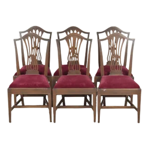 Potthast Bros. Mahogany Chippendale Style Dining Chairs With Inlays - Set of 6