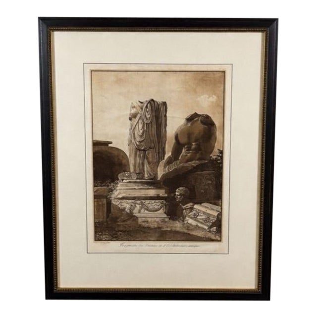 Antique French Neoclassical Engraving of Classical Architectural Fragment – After J.-P.-L. Houël, C. 1777–1800 For Sale