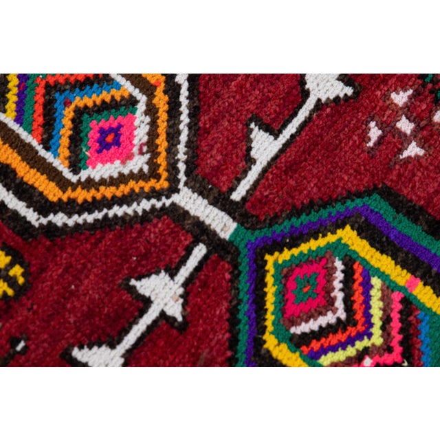 Red Red Vintage Turkish Handmade Multicolor Tribal Pattern Wool Runner For Sale - Image 8 of 11