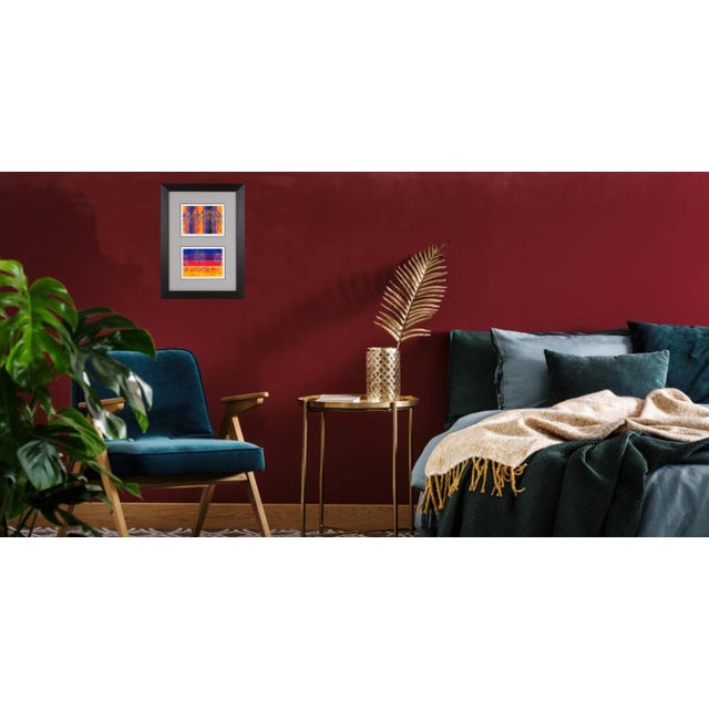 Blue Geometric Colorist Project Surrealist Drawings, France Circa 1960 For Sale - Image 8 of 12