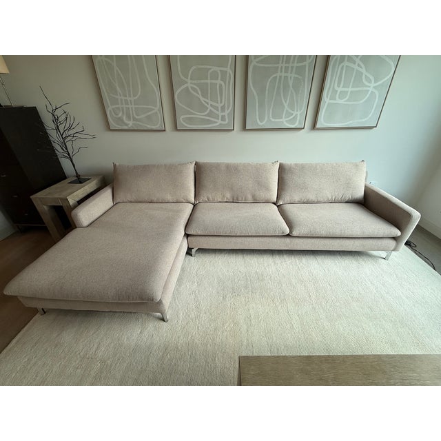 Contemporary Beige Perigold Sofa With Left Chaise For Sale - Image 4 of 9