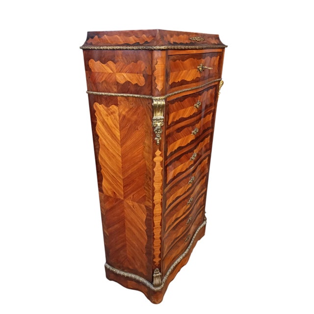 Louis XV Rococo Napoleon III French Commode, Semaniere with Secretary, 1930s For Sale - Image 4 of 17