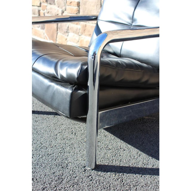 1970s Milo Baughman Chrome and Black Leatherette Recliner For Sale - Image 5 of 12