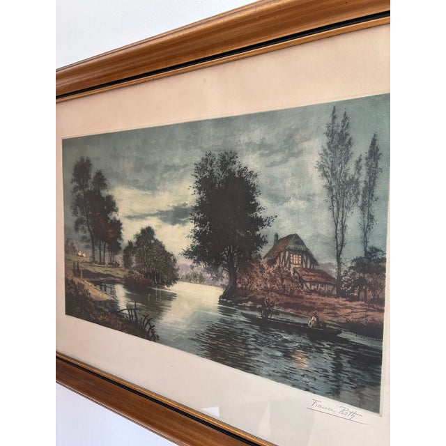 Drawing/Sketching Materials Vintage Original Riverside Cottage Print, Signed Landscape Art, 1970s For Sale - Image 7 of 14