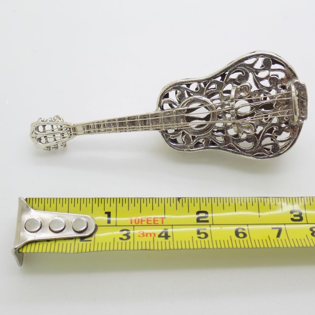 Vintage Italian Handmade Genuine Silver Classic Guitar Figurine Miniature, Made by Arpa Silversmith in Tuscany For Sale - Image 10 of 10