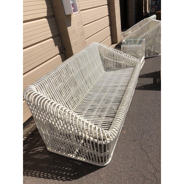 Vintage In The Style of Albini Stick Wicker Bamboo Rattan Patio Set - Set of 5 For Sale - Image 11 of 12