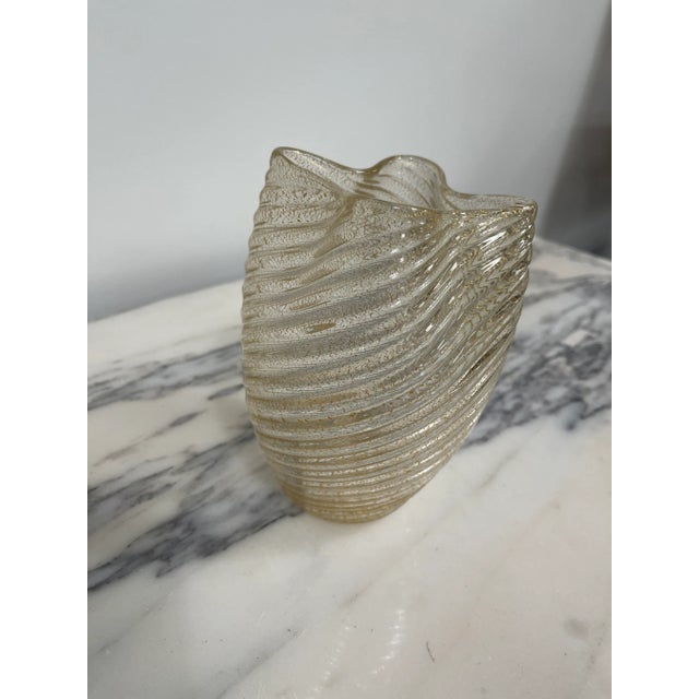 Murano Murano Italy Camer Gold Vase With Original Mica Sticker For Sale - Image 4 of 11