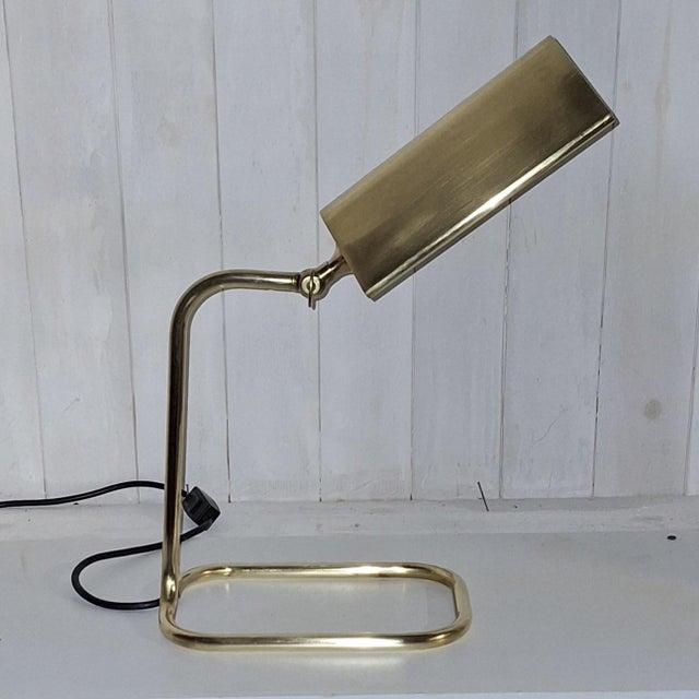 Vintage Adjustable Brass Table Lamp from Florian Schulz, 1980s For Sale - Image 4 of 8