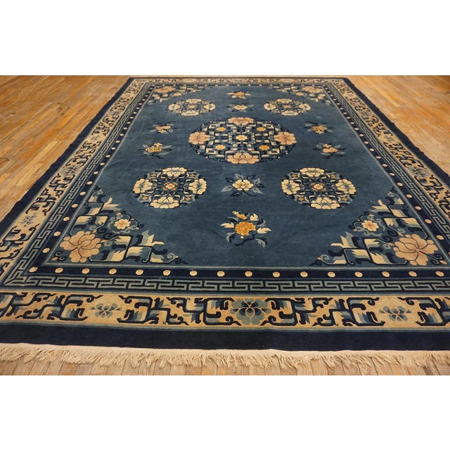 Vintage 1980s Chinese Peking Carpet ( 9'6'' x 12'4'' - 290 x 375 Vintage Chinese – Peking Blue 1980s Rug, Circa Date:...