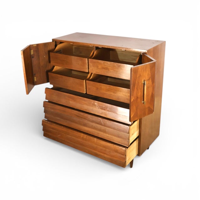 Wood American of Martinsville Dania Highboy Dresser With Doors, C. 1960s For Sale - Image 7 of 12