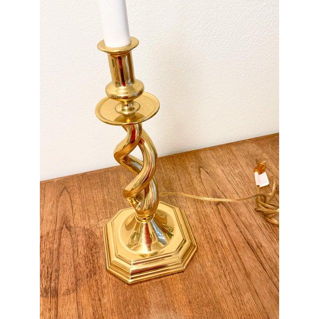 Stiffel Vintage Brass Helix Barley Twist Table Lamp For Sale - Image 4 of 6