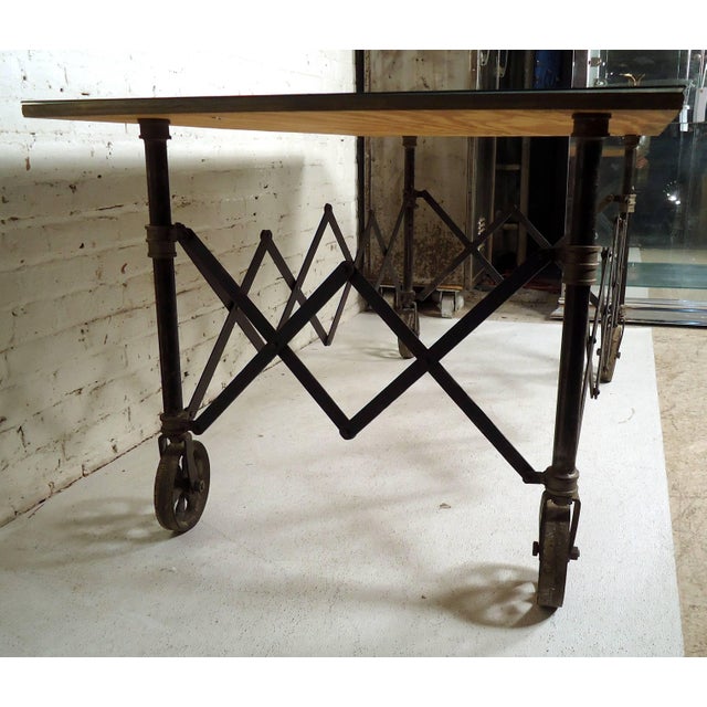 Metal Mid 20th Century Vintage Industrial Accordion Table For Sale - Image 7 of 10