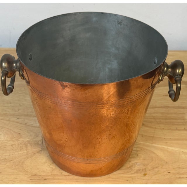 Vintage French Copper & Brass Champagne Bucket Stamped “Made in France”, 1950s For Sale - Image 9 of 12
