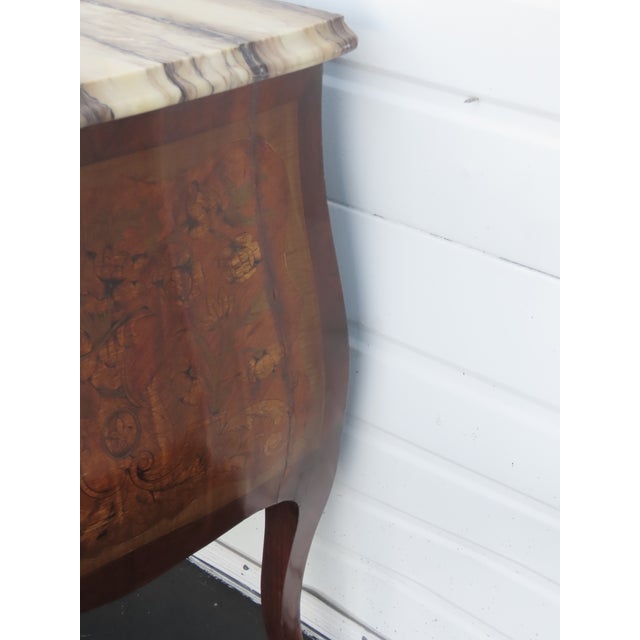 French Marble Top Bombay Serpentine Inlay Commode Dresser Bathroom Vanity 6435a For Sale - Image 16 of 17