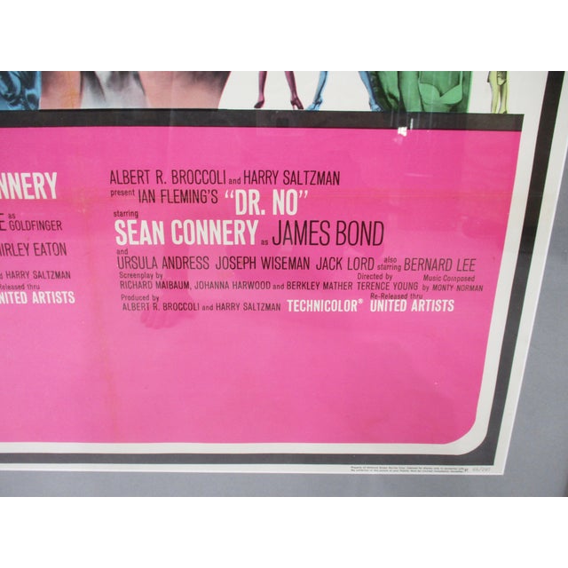 Pink Vintage James Bond 1966 Goldfinger Dr. No Movie Theater Poster For Sale - Image 8 of 12
