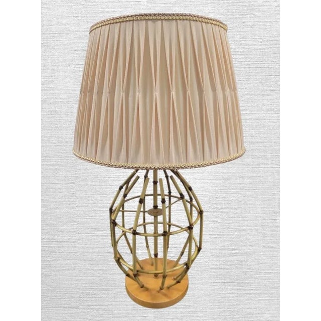 Vintage Metal Faux Bamboo Cage Regency Style Table Lamp For Sale - Image 10 of 10