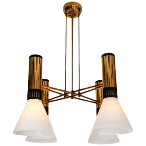 Large 1950s Stilnovo 4-Cone Model #1174 Chandelier