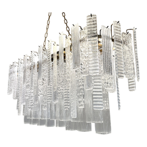 Contemporary Italian Rectangular Strip “Listelli” Murano Glass Chandelier by Simoeng