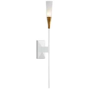 Chapman & Myers for Visual Comfort Signature Stellar Single Tail Sconce in Matte White & Antique Brass with Frosted Acrylic