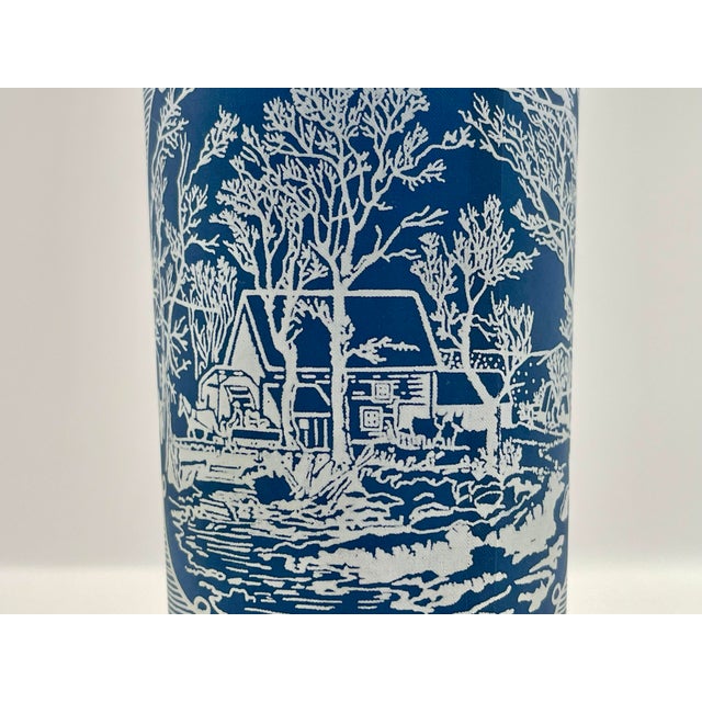 Mid 20th Century Mid 20th Century Blue & White Scenic Tumblers- Set of 4 For Sale - Image 5 of 9