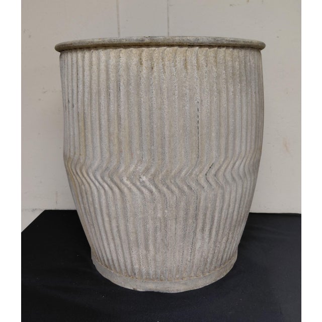 Vintage English Chevron Galvanized Dolly Tub Planter For Sale - Image 4 of 6