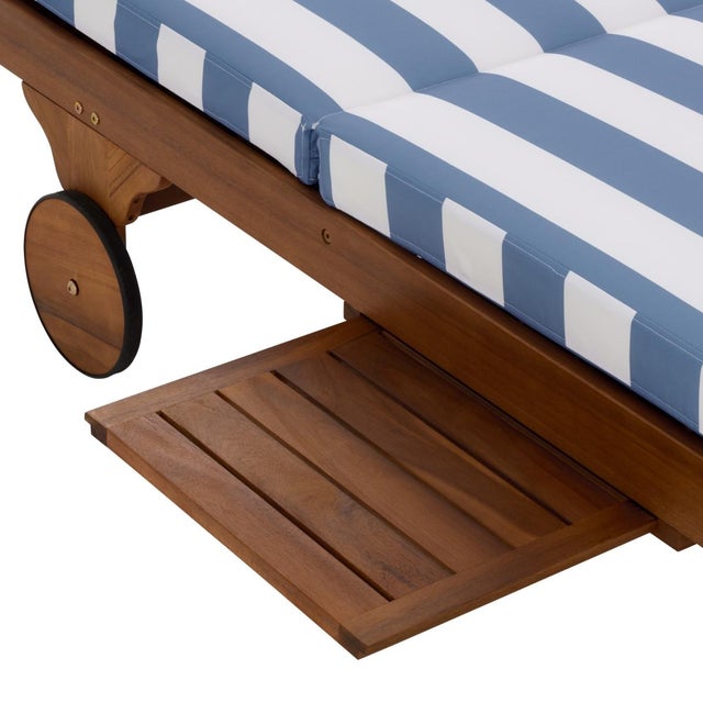 Newport Chaise Lounge, Baby Blue Stripe For Sale - Image 9 of 13