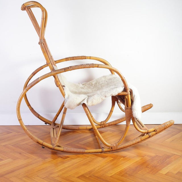 Mid-Century Rocking Chair in Rattan from Uluv, 1960s For Sale - Image 14 of 17