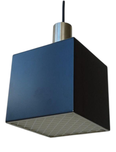 Small Mid-Century Modern Rectangular Black Metal Cube Pendant from Philips, 1970s