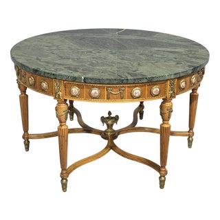 Marble and Porcelain Plaque Coffee Table, 1920s For Sale