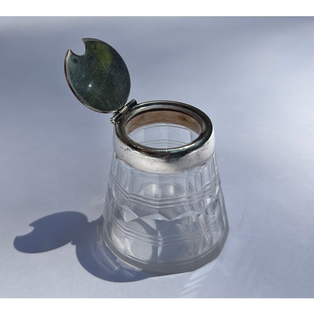 A Vintage Glass Mustard Pot With Lid For Sale - Image 4 of 18