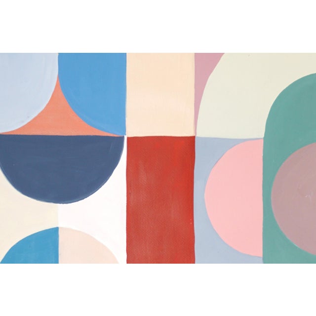 Red 2026, Art Deco Painting Triptych, Slippery Slope, Acrylic Paint on Watercolor Paper, Pastel Pattens by Natalia Roman For Sale - Image 8 of 11