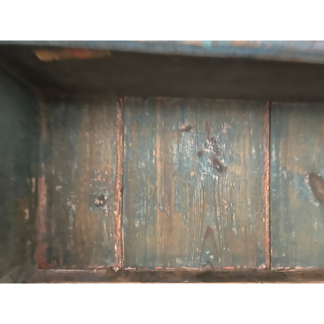 English Pine Plate Rack in Original Blue Paint Circa 1820 For Sale In Providence - Image 6 of 9