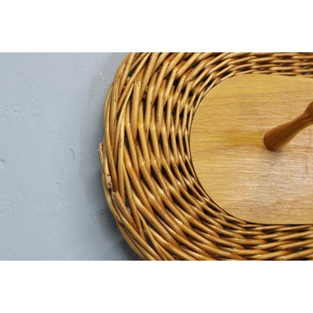 1970s Mid-Century Wall Coat Rack with Wicker Frame from ULUV, 1970s For Sale - Image 5 of 8