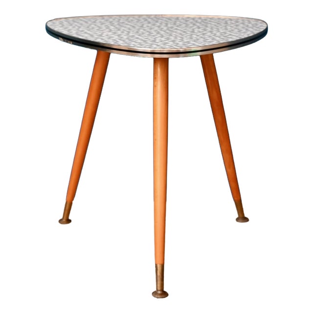 Vintage Formica Tripod Cocktail Table with Compass Legs, 1960s For Sale