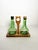 Olive wood and glass oil and vinegar set, France, 1950s, with rustic and authentic charm. This piece consists of two...