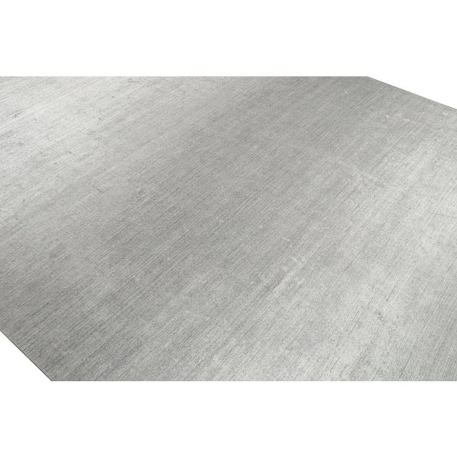 Rug & Kilim 2010s Rug & Kilim’s Modern Rug in Solid Gray and Off-White Striae - 13x17 For Sale - Image 4 of 7