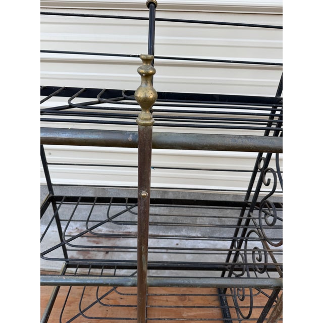 Antique French Iron & Brass Bakers Rack / Etagere With Laurel Crest, Circa 1900 For Sale - Image 4 of 12