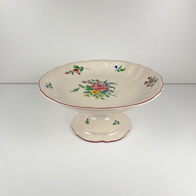 White Streetlight Model Fruit Bowl with Pink Pattern from KG Lunéville, 1980s For Sale - Image 8 of 8
