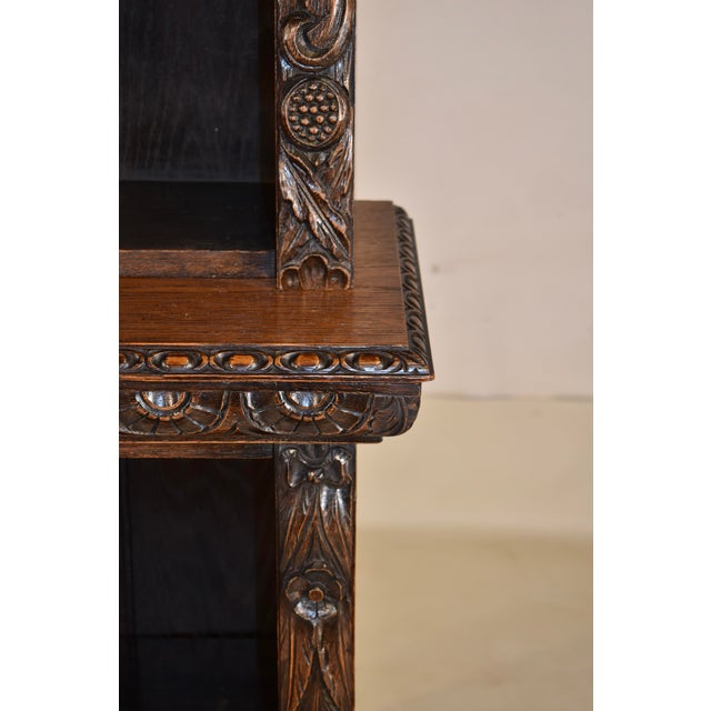 19th Century 19th Century English Oak Tall Carved Bookcase For Sale - Image 5 of 10