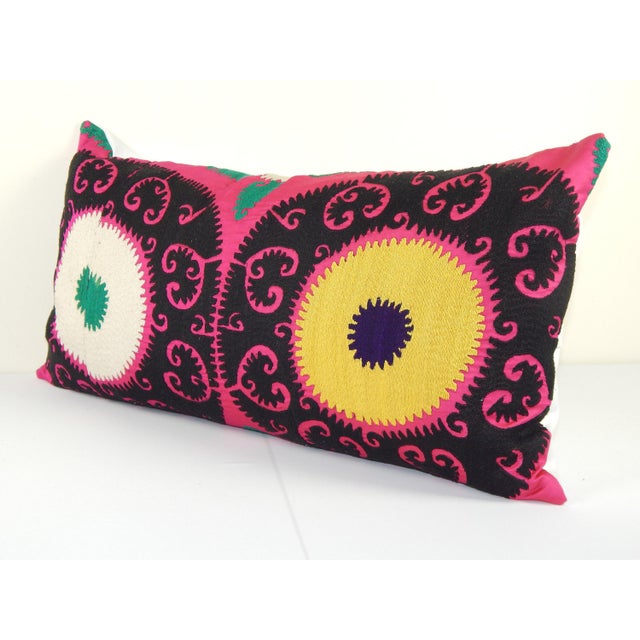 Mid-Century Modern Tashkent Suzani Lumbar Pillow Cover For Sale - Image 3 of 4