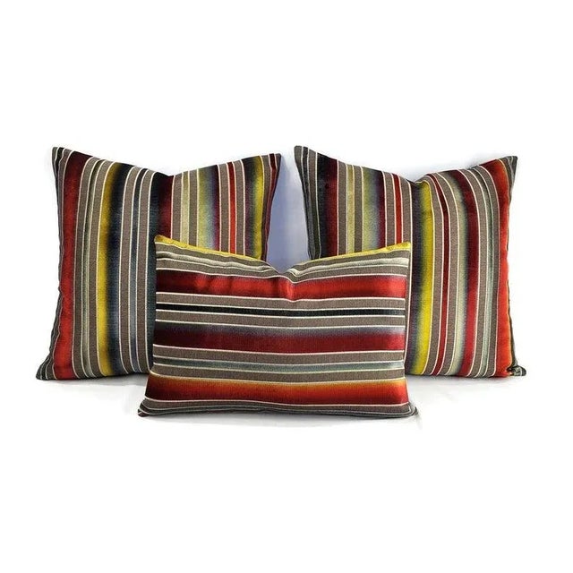 S. Harris Siri Stripe in Sanguine Pillow Cover For Sale - Image 4 of 8