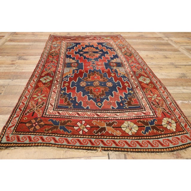 Textile Late 19th Century Antique Russian Caucasian Kazak Rug, 04'00 X 08'00 For Sale - Image 7 of 9