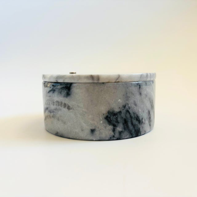 Gray Vintage Circular Marble Box For Sale - Image 8 of 13