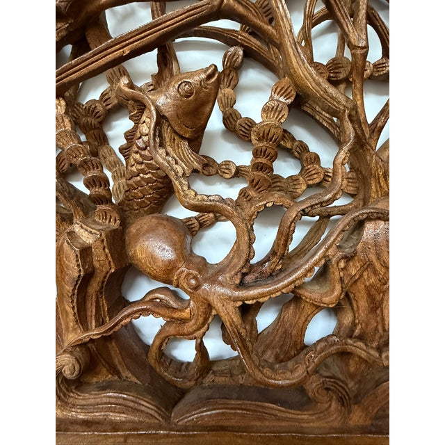 Sea Creatures 3 Dimensional Wood Carving For Sale - Image 11 of 17