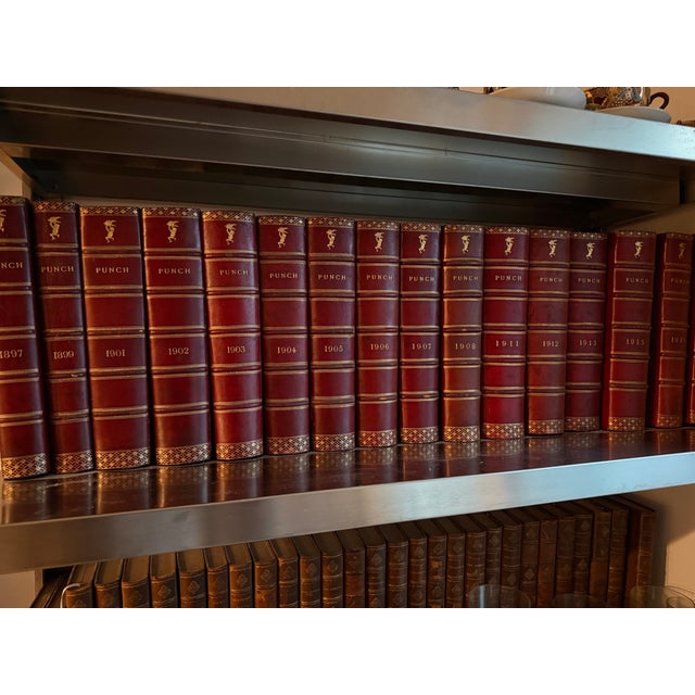 1897-1925 : King George III & Churchill Original Satire: The London Charivari - Punch Almanack Annual : 22 Leather-Bound Volumes For Sale - Image 10 of 10